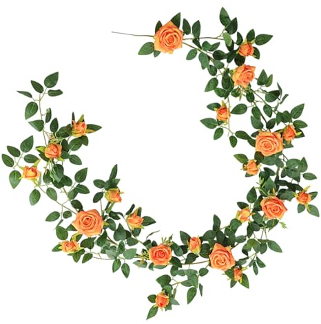 Rosenvinrankor, rosgirlanger, blomgirlanger, konstgjord vingirlang med gröna blad för rum, bröllop, födelsedag, jul, väggdekor, 5,9 fot