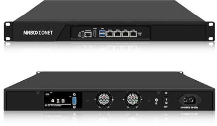 MNBOXCONET 19 Rackmount 1U Firewall Appliance N3160, 4 i226-V 2.5GbE Port, DDR3 Barebone, Rack Network Hardware Server Router PC, OPNSense, AES-NI, Mini-PCIE, VGA+HD Dual Dispaly, COM