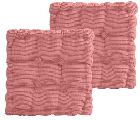 MeYuxg 2er Set Sitzkissen Quadrat, Stuhlkissen 40x40 cm Dicke Bodenkissen Sitzpolster Outdoor & Indoor, Sitzkissen Stuhl für Gartenstühle, Bürostuhl, Balkonstuhl (Rosa)