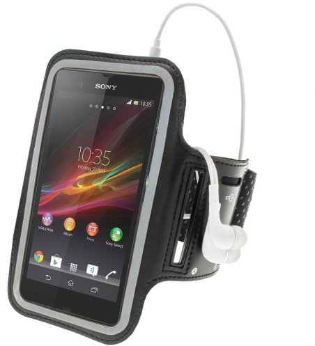 igadgitz Noir Brassard Jogging Sport Gym Réfléchissante Antidérapant pour Sony Xperia Z Android Smartphone Jogging