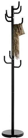 IDIMEX Kleiderständer Mila aus Metall in schwarz, praktischer Garderobenständer mit 8 Haken. Zeitloser Hutständer mit rundem Tellerfuß