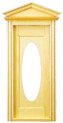 Dolls House Victorian Hooded Front Door with Oval Glass Pane DIY Wooden 1:12