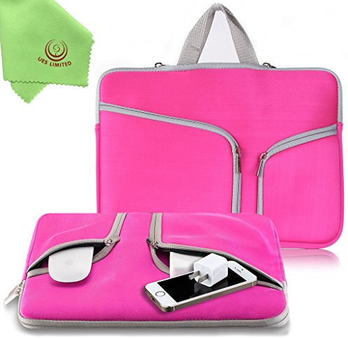 UESWILL Neoprene Soft Sleeve Bag Briefcase Compatible with 13 inch MacBook Pro/MacBook Air / 13 inch Ultrabook Chromebook Notebook Netbook Computer Tablet & 12.9 iPad Pro,(Hot Pink)