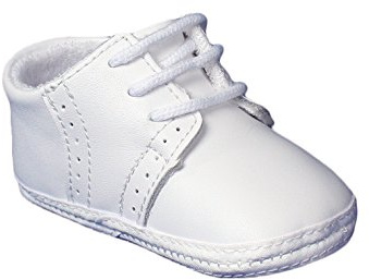 Infant Christening Shoes - White Soft Sole Lace-Up Baby Dress Shoes for Boys & Girls - Baptism, Blessing, Wedding & Church - 1