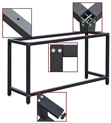 Wiltec Telaio per banco da lavoro in acciaio, gambe per banco da lavoro; telaio per tavolo 50 x 150 x 80 cm