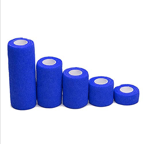 Angela-homestyle 10 Rollen Kohesive Selbsthaftende Bandagen Fingerpflaster Fingerverband Wundverband selbstklebend wasserfest (5cm x 4.5m, Blau)