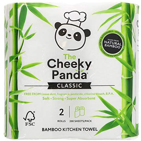 THE CHEEKY PANDA | Natural Bamboo Kitchen Towel | 3 x 2 Rolls (UK)