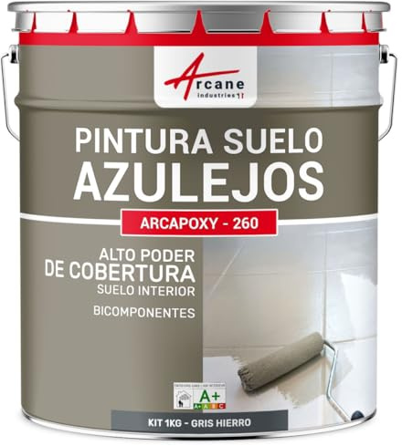 Peinture Sol Carrelage Résine Époxy - ARCAPOXY 1 kg Gris fer - RAL 7011 | Résine Époxy Sols Carrelés, sans sous-Couche, Imperméabilise, Résiste aux Chocs, Taches et Chaleur - Arcane Industries