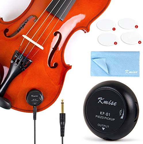Kmise PiezoTonabnehmer Transducer Kontaktaufnahme MiniMikrofon Pickup 6,35 mm Klinkenstecker für Akustikgitarre Ukulele Banjo Banjolele Violine Mandoline Kalimba Drum mit 4 selbstklebenden