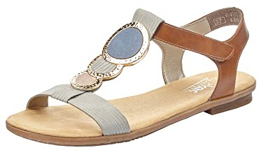 Rieker Kvinnor 64278 kvinnor med öppen tå Sandaler, Grå cement Amaretto ros-jeans 42, 36 EU