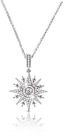 Gnoce Damen-Kette mit Anhänger Achtzackige Sternenkette 925 Sterlingsilber Royalty Star Anhänger Halsketten Schmuck Geschenk für Damen