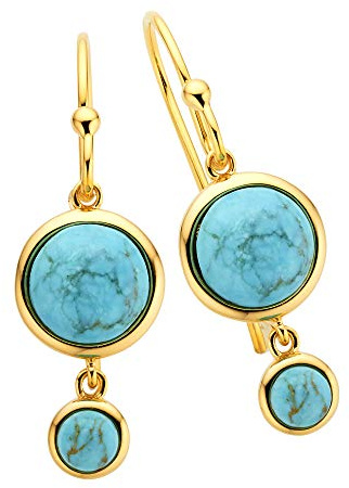 Zeeme Gemstones Damen Ohrringe 925/- Sterling Silber 3,0cm Glänzend Türkis gelb 360230458