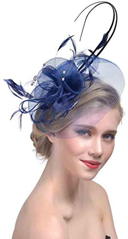 LONTG Fascinator Hut Damen Mädchen Mesh Blumen Stirnband Feder Haarspange Tea Party Kirche Cocktail Haar Clip Hut Hochzeit Braut Haarreif Vintage Haarschmuck Kopfschmuck Headwear Kostüm Zubehör