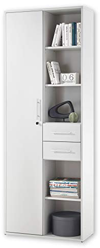 Stella Trading PRONTO Aktenregal abschließbar, lichtgrau - Standregal mit Fächern und Schubladen - Modernes Büromöbel Komplettset - 80 x 216 x 35 cm (B/H/T)