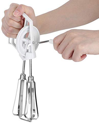 Frusta a Mano,Fruste da Cucina in Acciaio Inossidabile Frullino per le Uova Frusta a Manovella,per Famiglia Cottura al Forno