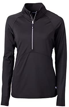 Cutter & Buck Long Sleeve Adapt Eco Knit Half Zip Pullover Chemise, Noir, M Femme
