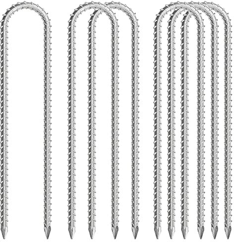 Tent Pegs Metal Heavy Duty, 30cm Rebar Stakes Trampoline Anchor Kit, Ground Anchor with Threaded, Windproof Tent Stakes Garden Stake for Trampolines, Swings,Football Goal(6 Pack)