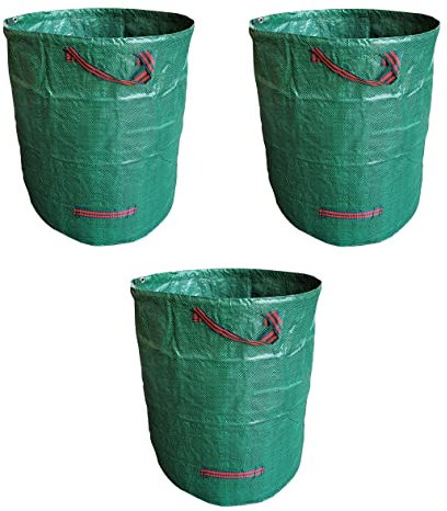 Gartensack, 3 Pack 272L Gartenabfallsack mit Tragegriffen Groß Laubsack Pop up Grünschnitt Behälter Stabile Grünschnittsäcke Faltbarer Grünschnittsack für Garten Hof Wiese