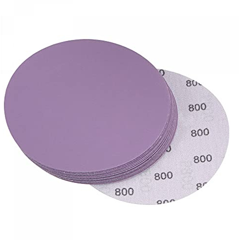 sourcing map 15 discos de lija morados de 5 pulgadas, grano 800, gancho y bucle, papel de lija profesional de óxido de aluminio, pulido húmedo y seco para acabado de pintura de madera y metal