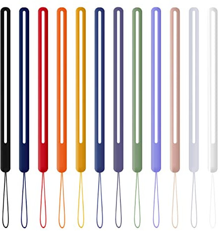 Cobee Lot de 12 cordons de poignet en silicone colorés pour téléphone portable, clé USB, porte-clés, portefeuille, MP3, MP4, appareils photo et badges, 12 couleurs, 19cm