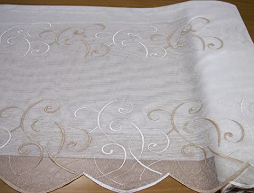 Meterware Gardine Stickereistore 4411 V2 Weiss-helltaupe, Höhe 280cm