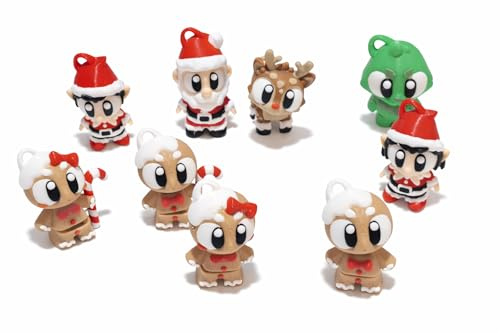 Adorno Navideño con figuras flexibles de personajes para decorar el árbol de Navidad, Papá Noel, Grinch, Rudolf, Muñeco de Jenjibre, elfo, son un total de 5 figuras.