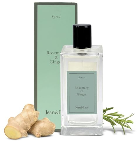 Jean&Len Rumsspray Rosemary & Ginger, I Enkel Glasflaska, Kryddig Och Fräsch Doft, Rumsdoftsspray, Unisexdoft Av Rosmarin Och Ingefära, Vegansk, 100 Ml
