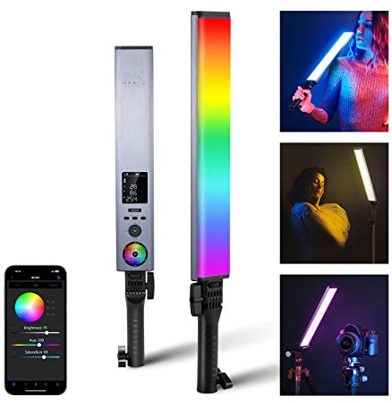 NEEWER RGB Light Wand with 2.4G/APP Control, Upgraded 360° Touchable RGBWW Photography Handheld LED Video Lighting Stick with 2500K-10000K, CRI/TLCI97+, 18 Scenes, 7.4V/31Wh Battery, BH30S