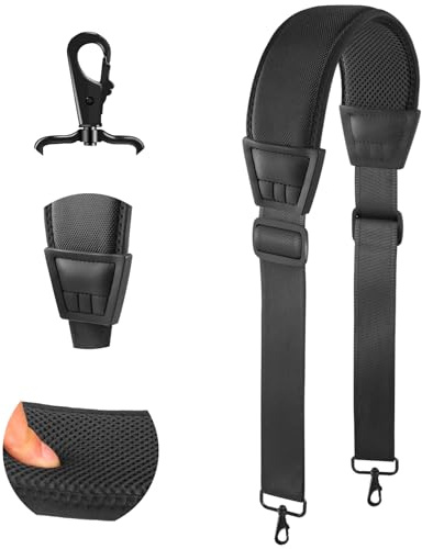 FIEIL 67 Universal Shoulder Strap, Mesh Thick Padded Bag Strap with Double Adjustable Buckles and Metal Hooks, Ideal for Briefcases, Computer Satchels, Crossbody Bags, Luggage(Breathable)