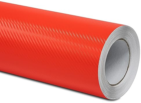 Folindo® Autofolie 3D Carbon Folie Auto Rot (23€/m²) | 50 x 152 cm | Carbonfolie für Innenraum & außen | Selbstklebende Matt Glanz Luftkanal Folie zur Auto Folierung | Blasenfrei