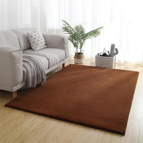 ZWPILY Hochflor Teppich, Einfarbig, Flauschiger Langflor Teppich, Shaggy Flokati, Rechteckig, Pflegeleicht, Wohnzimmerteppich - Fellteppich - Modern Kunstfell Carpet Für Schlafzimmer,Braun,200x250 cm