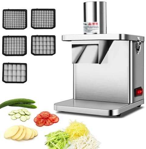 Procesador de Alimentos Comercial Picadora eléctrica de Verduras 250W 3 en 1 Rallador triturador de Verduras Profesional con 5 Cuchillas para cebollas, Zanahorias, pepinos, Patatas