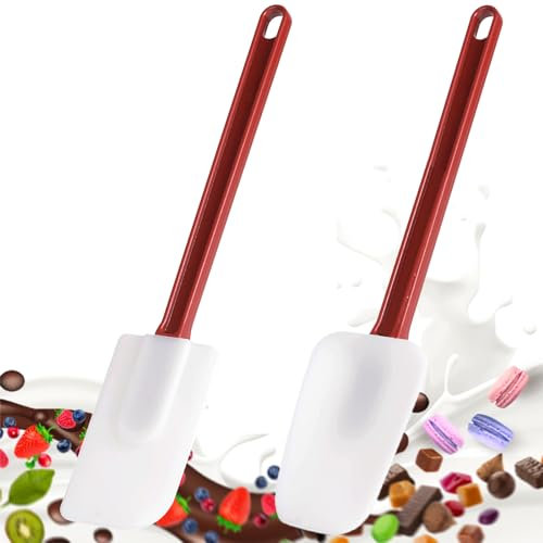 Silicone Rubber Spoons Spatula, Heat Resistant Silicone Spatulas & Spoonulas, Commercial Grade Rubber Spatulas, Commercial Spatula for Cooking, Rubber Set (2 Spoons S (9.5))