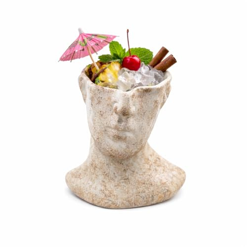 bar@drinkstuff Ceramic Tiki Head Cocktail Mug 16.4oz / 467ml – Tropical Tiki Cocktail Cup for Rum Drinks, Mai Tai & Party Cocktails