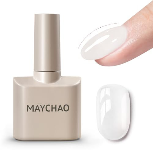 MAYCHAO 7-in-ONE Milky White Builder Nail Gel, 15ML Builder Base Strengthening Gel UV/LED Building Nail Gel in a Bottle for Nail Repair Nail Strengthen Hard Gel Builder Nail Extension Gel Builder