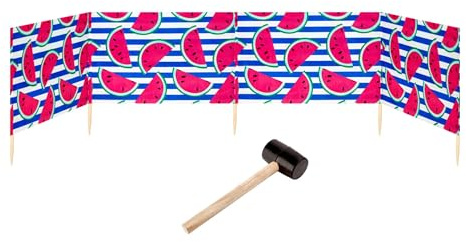 Garronda Strand Windschutz Sichtschutz 5m lang Plus Gummihammer GAEX001 (Wassermelone-66, 5 m)
