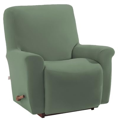 Chickwin Sesselschoner für Relaxsessel 1 Sitzer, Gebürstetes Fernsehsessel Bezug mit Taschen Elastisch Sesselschoner für Fernsehsessel Sesselschoner mit Armlehne (1 Stück,Salbei Grün)