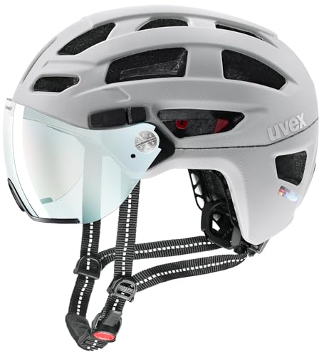 uvex Finale Visor V - sicherer City-Helm für Damen und Herren - mit selbsttönendem Visier - inkl. LED-Licht