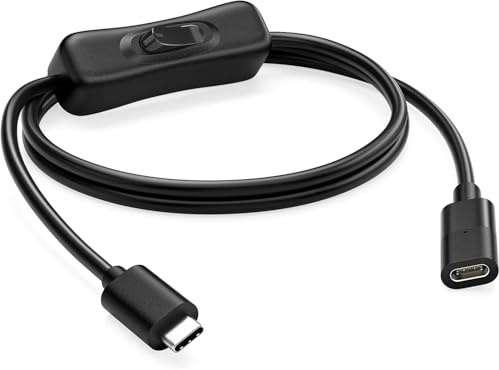 RIITOP USB C Verlängerung ON OFF Kabel 1M 10 Gbps, Unterstützung Video/Daten/PD Aufladung, USB 3.1 Typ-C Stecker auf Buchse Verlängerungskabel mit ON/Off Schalter