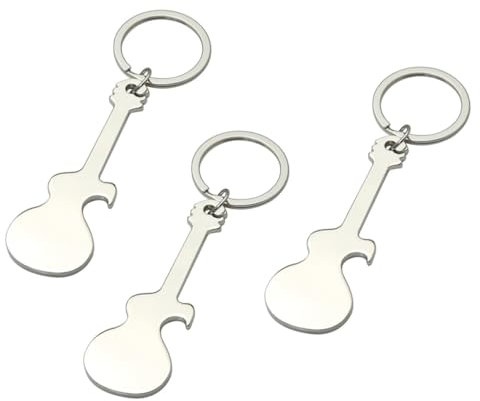 Amosfun 3pcs Guitar Keychain Metal Bottle Opener Keychain Guitar Shaped Beer Opener for Carrying Camping Travel