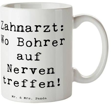 Mr. & Mrs. Panda Tasse Spruch Zahnarzt Nerven - Geschenk, Hingabe, Kaffeetassen, Berufspassion, Zahnheilkunde, Humor, Kaffeebecher, zahnmedizinischer