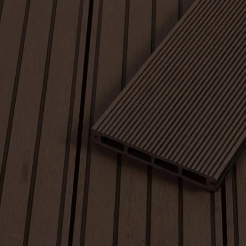 HORI WPC Terrassendiele Braun | Terrassenplatten | beidseitig verwendbar | Terrassenboden | Dielen | WPC Holzfliesen | Terrasse Garten | Hohlkammer | Antigua | Dielenlänge: 4200 x 146 x 21 mm