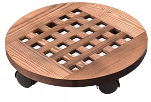 KITCISSL Carrello con Ruote Portatutto, Piante Vassoi in Legno Sposta Mobili con Ruote, Carrellino Portavasi da Esterno Sottovaso con Ruote Portatutto, Porta Piante da Interno(Bruin,40x40cm)