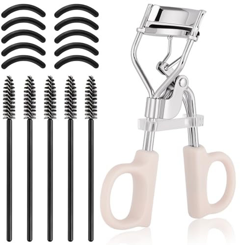 BUTBU Rizador de Pestañas, Rizador de pestañas profesional para mujer, para Levantar y Rizar Suavemente las Pestañas, con 10 Almohadillas de Repuesto Silicona y 5 cepillo, Rosa