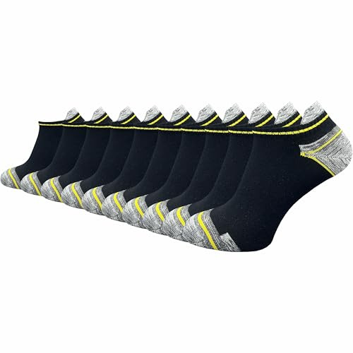 GAWILO Arbetsstrumpor för män (10 par) | korta sneakers strumpor WORK | extra förstärkta belastningszoner | 80 % bomull, svart, 43-46 EU