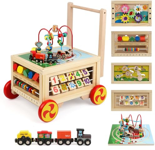 KABENFIS Holz Track Aktivität Cube mit Rädern für Jungen und Mädchen