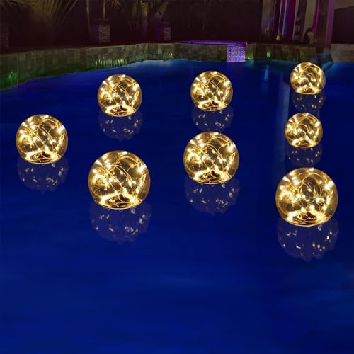 topool LED Solarleuchte für Pool & Garten, Schwimmende Dekoration mit 3 Leuchtmodi, Automatische Aktion Tag/Nacht, Wasserdicht IP68 (2, White)