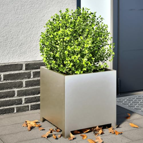 HaoChrymec Maceta de Acero Inoxidable, Resistente a la Oxidación, Bancal Elevado, Jardineras Exteriores, Huerto Urbano, Jardín, Balcón, 40x40x40 cm