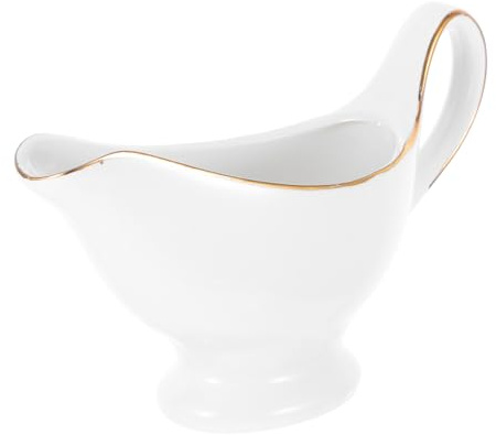 Alipis Salsera De Borde Dorado 200 Ml, Jarra Para Salsa y Crema, Dispensador De Salsa Para Cocina, Para Leche y Yogur, Adecuado Para Uso Doméstico y Eventos