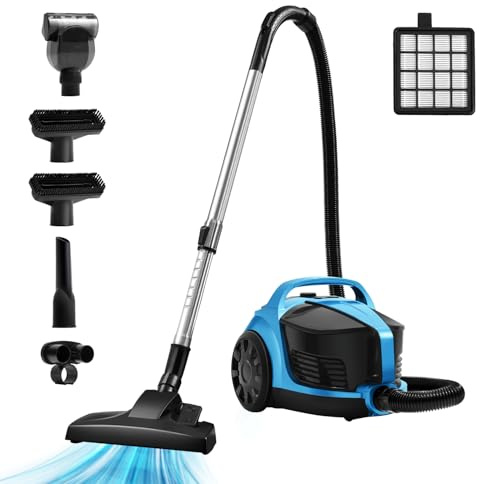 Sweepcent Canister Vacuum Cleaners for Home Heavy Duty Vacuum Cleaners 1600W with 45kPa Powerful Suction Infinitely Variable for Carpets Hard Floors Pet Hair Tools Quiet Bagless Vacuum for Home